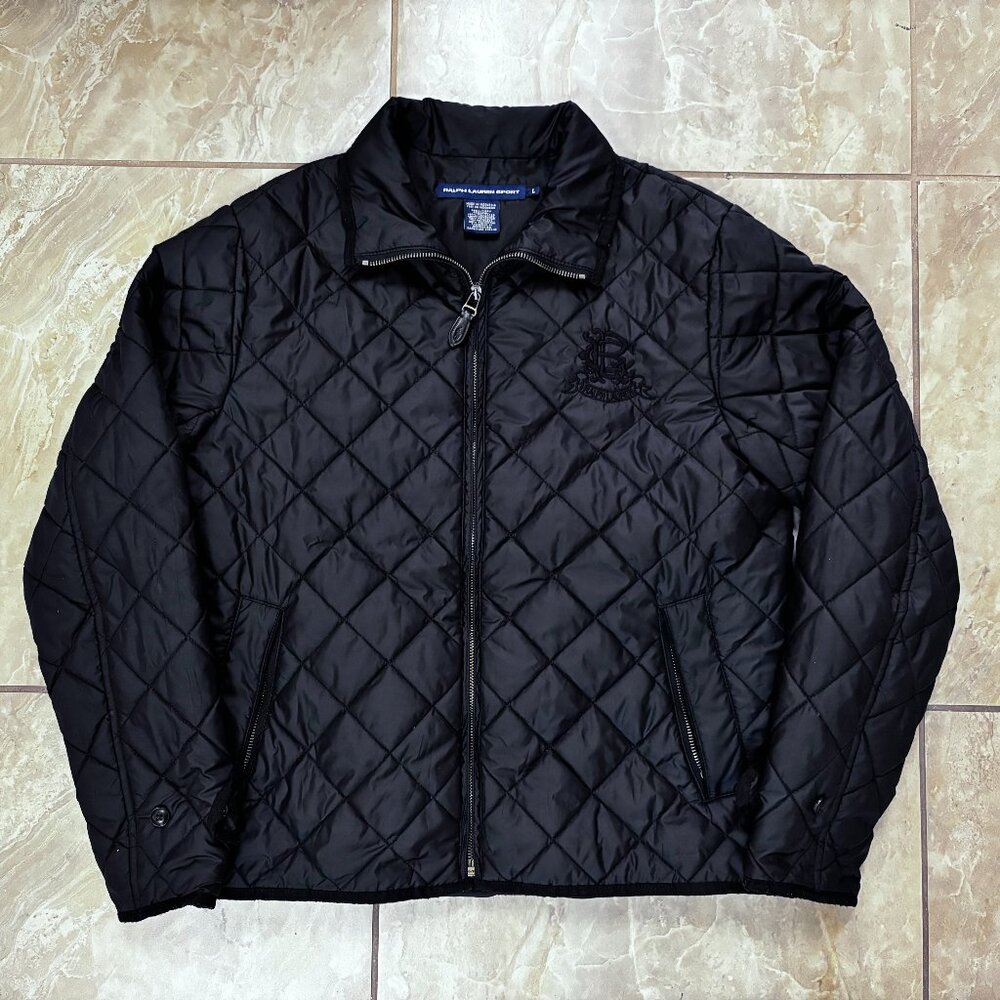 Ralph Lauren quilted Jacket Embroidered Logo  sz large black